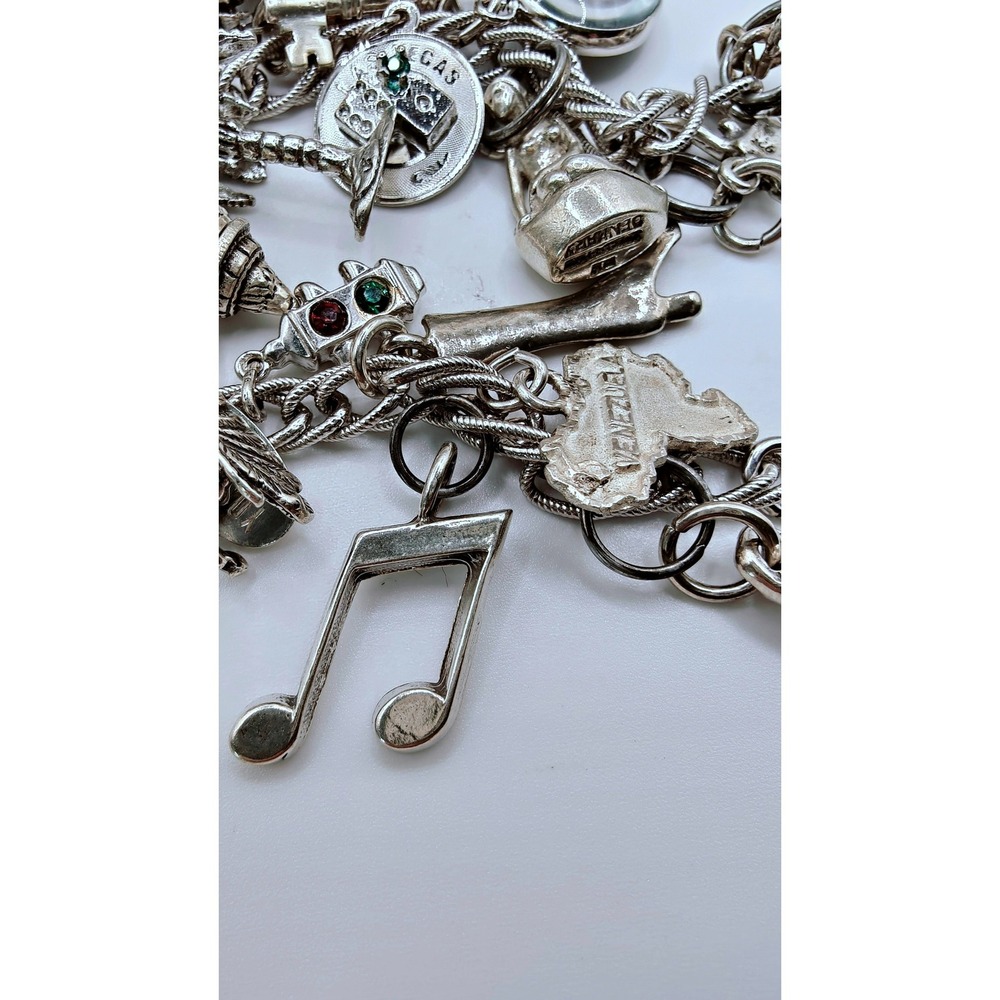 Vintage World Travelers Charm Bracelet Silver  55g London Vegas Munich & more - Picture 13 of 16